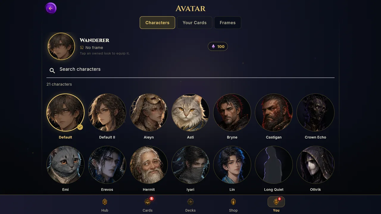 The avatar picker